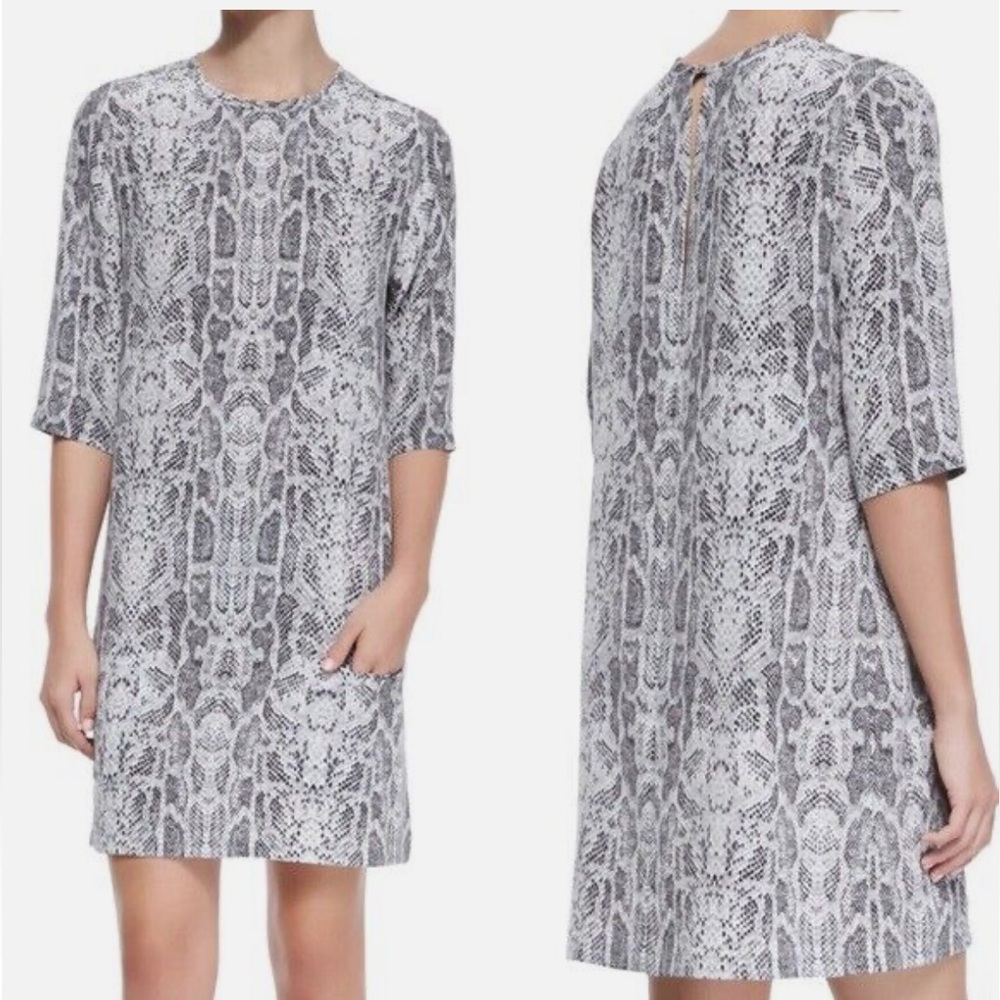 EQUIPMENT FEMME 100% SILK AUBREY DRESS SNAKE PYTHON PRINT SIZE L